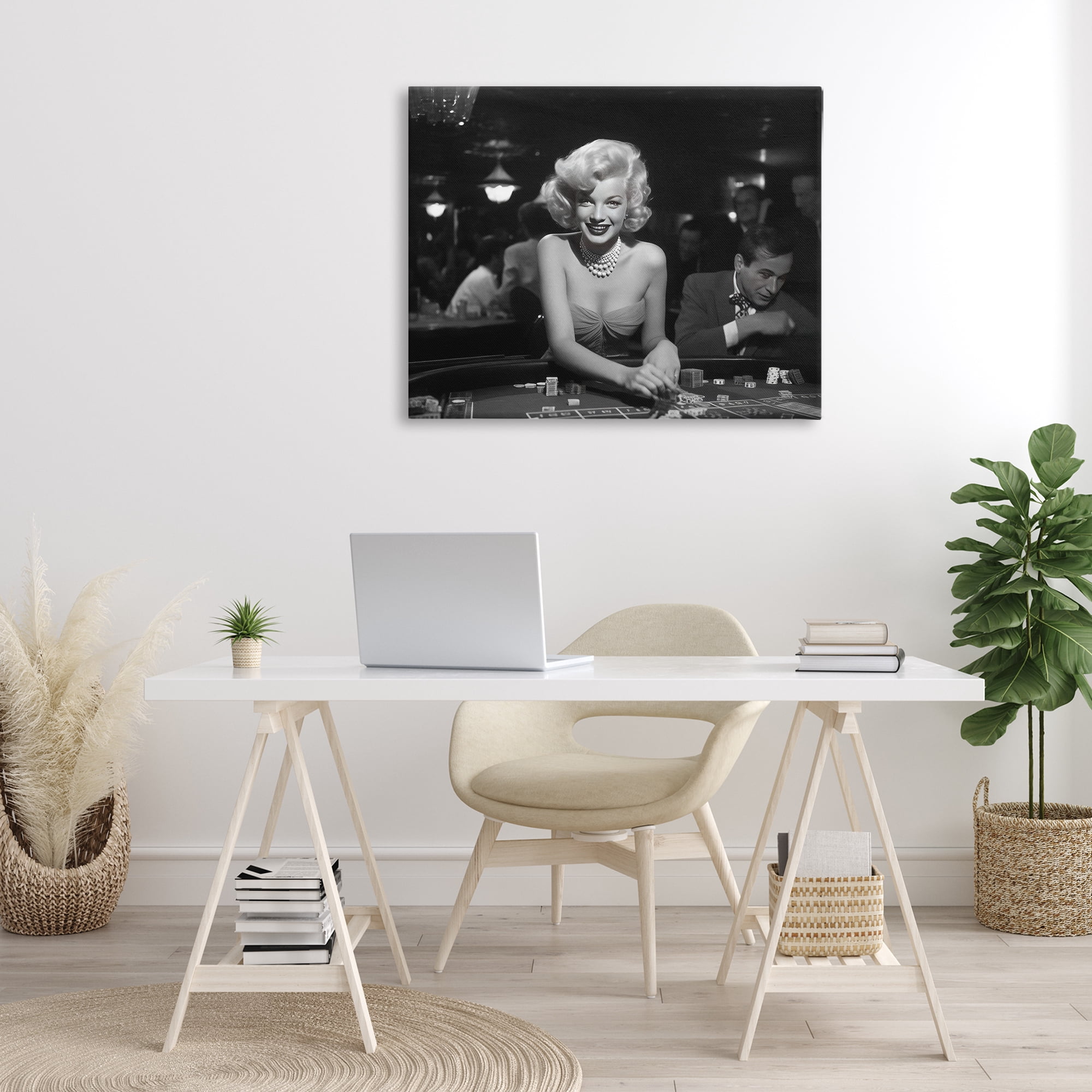Stupell Industries Iconic Marilyn Portrait Novelty Photography Gallery Wrapped Canvas Art Print Wall Art, 40 x 30