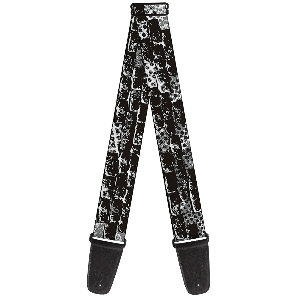 Buckle-Down Guitar Strap, Grunge Bricks Black White, 2 Inches Wide