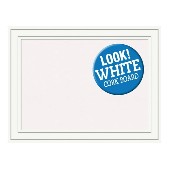 Amanti Art White Cork Board Wood Framed Craftsman White Bulletin Board 33 in. x 25 in.