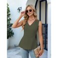 thumbnail image 4 of Women'S Summer Tank Tops Dressy Casual Blouses Business Work Outfits Sleeveless Peplum Shirts Military Green L, 4 of 9