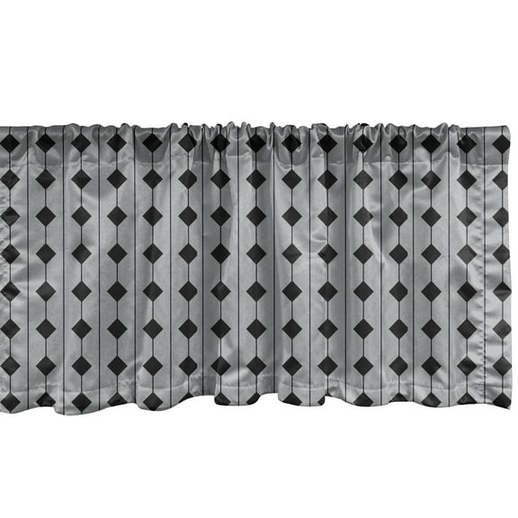 Ambesonne Grey Geometric Window Valance, Square and Stripes, 42" x 12", Charcoal Grey Pale Grey