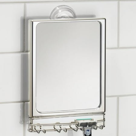 Steel Polarized Gray Mirror - InterDesign Lineo Power Lock Mirror, Stainless Steel