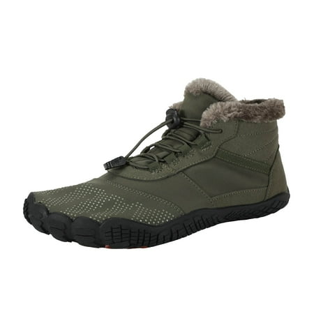 VMESZQFG Mens Snow Boots Winter Warm Booties Lined Non-Slip Ankle Boots Outdoor Slip On Water Proof Booties Comfort Warm Shoes Green