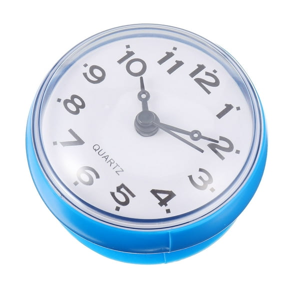 Sucker Clock Shower Wall Digital Large Retro Decor Man Office Blue
