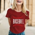 thumbnail image 2 of TODOZO Hot Sale!! Baseball Shirt for Women Baseball Mom Shirt Baseball Letter Graphic Tee Game Day Short Sleeve Tops American Flag Shirts for Women Wine Xxl, 2 of 6