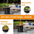 thumbnail image 2 of 30" Propane Gas Fire Pit Table, 50000 BTU Round Steel Fire Pit with Imitation Wood Grain Finish for Outside Patio Deck Garden Backyard, 2 of 7