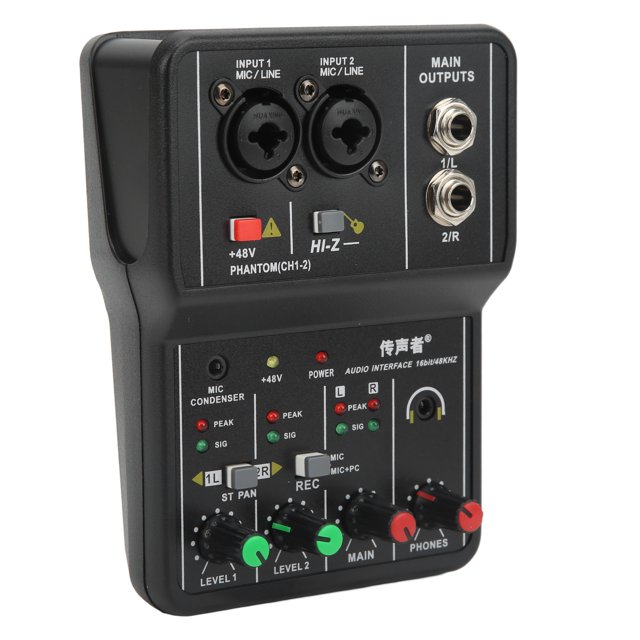 Mixeur Audio 2 Canaux, Mixeur Audio Compact Planche de Son pour Enregistrement Musical