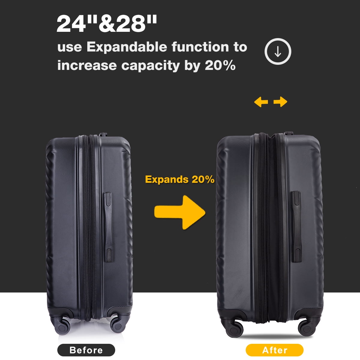 Travelhouse 3-Piece Hardshell Luggage Set – Expandable with TSA Lock