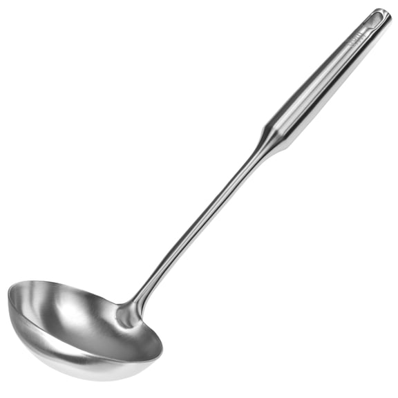 YBM Home Soup Ladle, Stainless Steel Spoon with Ergonomic Round Handle, Cooking Spoon for Kitchen, 14"