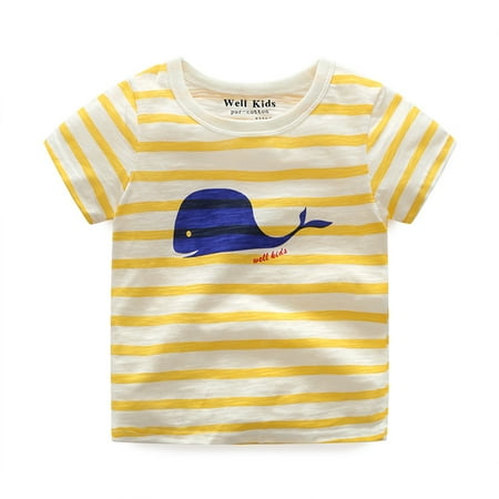 

Bullpiano Boys Summer Cotton T Shirts Blouse Kids Short Sleeve Casual Tops Tee 2-7T