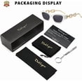 thumbnail image 2 of Retro Cat Eye Sunglasses For Women Hexagon Narrow Rectangle Frame Metal Chain Arm Luxury Sunglasses, 2 of 4