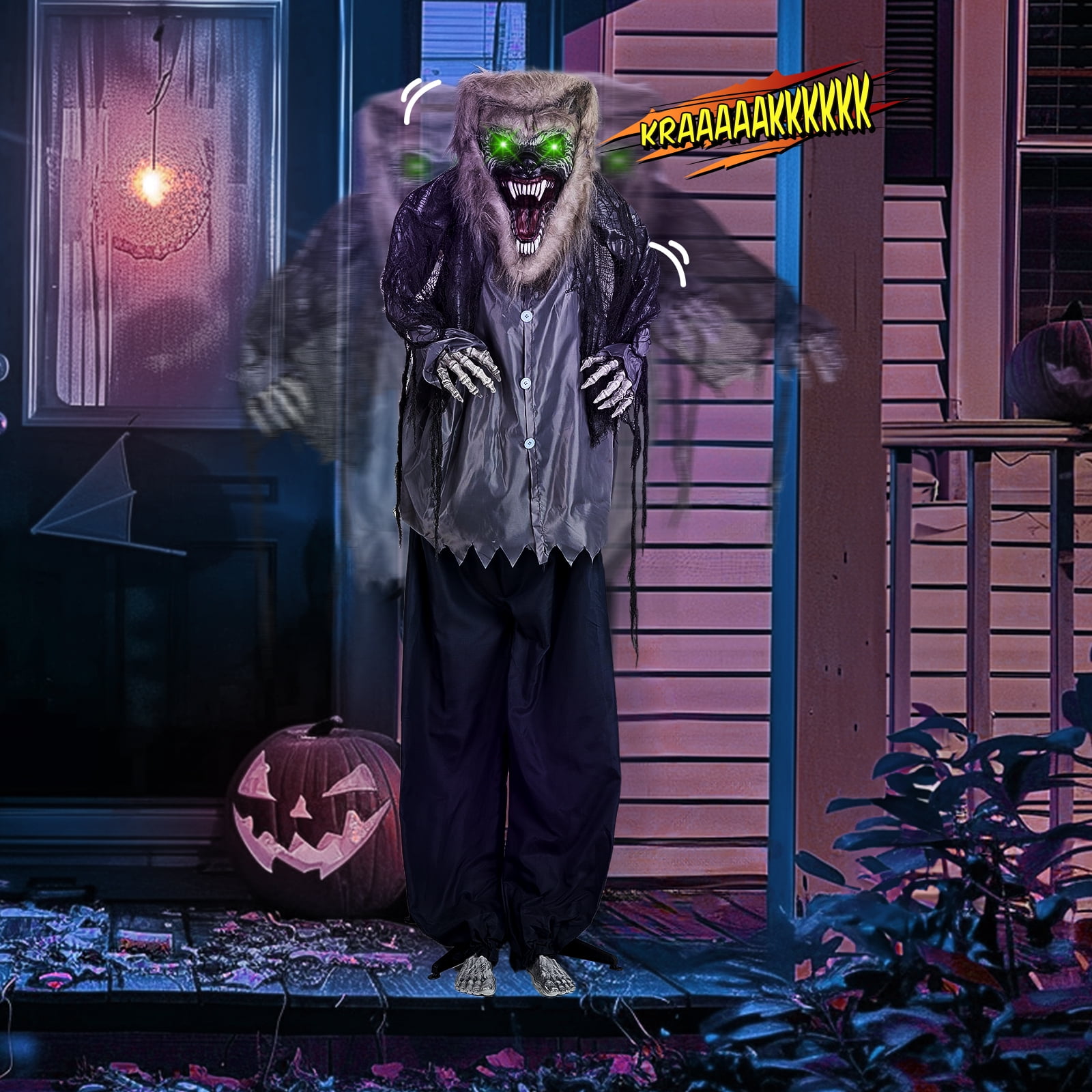 Astoutdoor 6.9 ft Halloween Standing Decoration with LED Lights and Sound, Indoor Outdoor Use