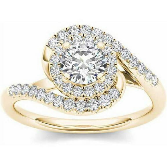 1 Carat T.W. Diamond Bypass Halo 14kt Yellow Gold Engagement Ring
