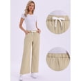 thumbnail image 2 of DARING DIVA Women's Trendy Elastic Waist Wide Legs Drawstring Jeans M Khaki, 2 of 6