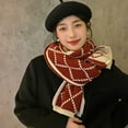 thumbnail image 2 of Warm Autumn Winter Red Knitted Scarf, Unisex Winter Neck Warm Knitting Yarn Scarf, Christmas New Year Scarf Gift, 2 of 5