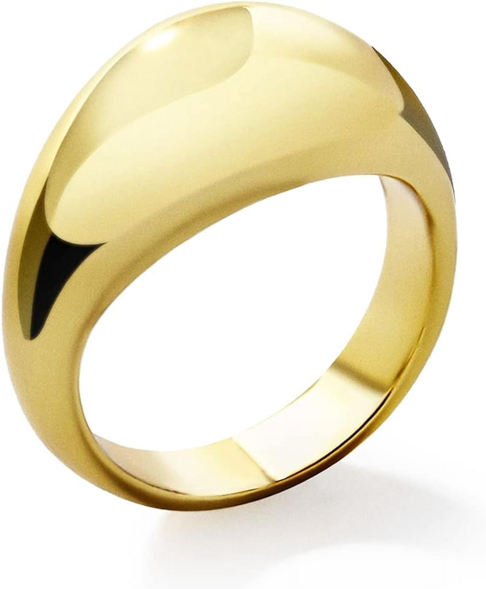 ORUYROP Chunky Rings for Women, 18K Gold Plated Simple Domed Statement Rings Stackable Thick Band Silver/Gold Plated Ring Minimalist Signet Ring, Size 5 to 9