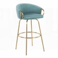 thumbnail image 3 of Claire 2-Piece Contemporary/Glam Bar Stools - 30" Fixed Height with Gold Legs & Blue Velvet Seat, 3 of 5