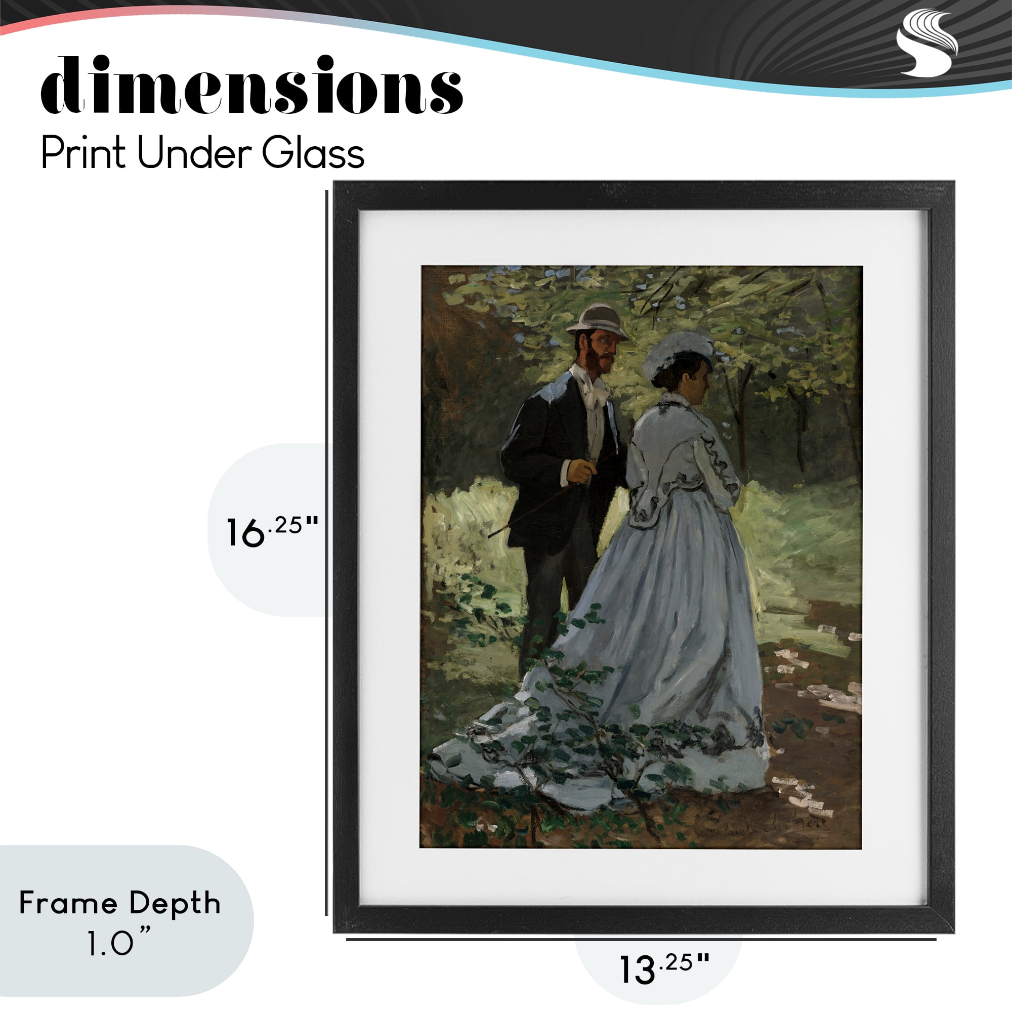 Stupell Industries Bazille & Camille in Nature Black Framed Print Under Glass, design by Tina LeCour