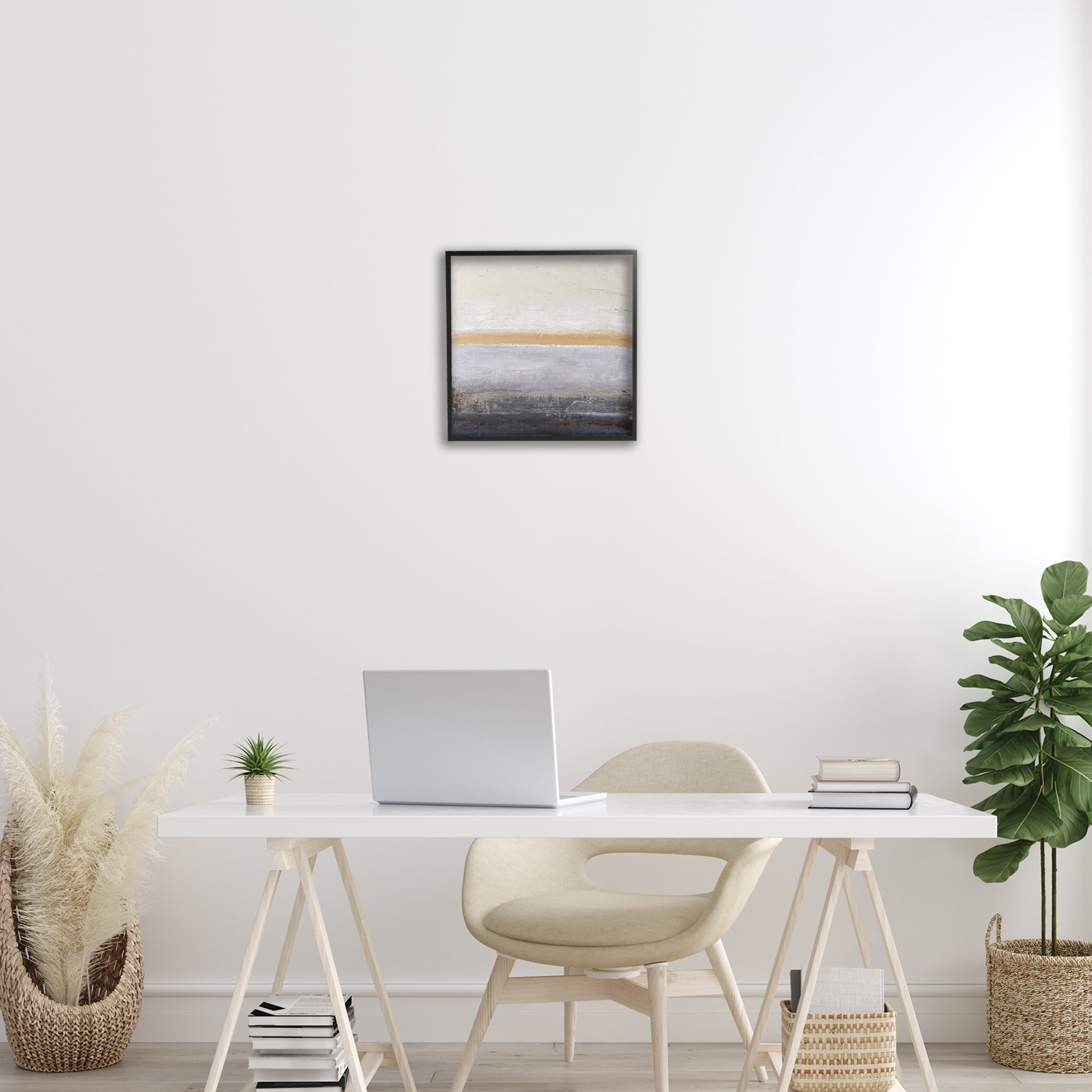 Warm Peachy Horizon Black Framed Giclee Art, design by Design Fabrikken