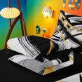 thumbnail image 5 of meiyoeat Black Gold Graffiti Zipper Full Size Comforter Sets with Fitted Sheet and 2 Pillowcases For Kids,Modern Abstract Geometric Zipper Bedding Set For Adults,Black Reversible,4 Pieces, 5 of 7