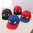 thumbnail image 2 of Gorra de béisbol para niños, gorra ajustada, gorra de araña de béisbol con ala plana de diseño azul rojo, visera de sombrero de hip hop, 2 of 4