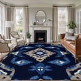 thumbnail image 4 of 6x9 Washable Area Rug, Ethnic Style Pattern Non-Slip Large Rectangle Rug for Living Room Dining Room, Retro Weaving Blue Brown Abstract Art Indoor Floor Mat for Home Decor, 4 of 9