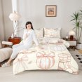 thumbnail image 4 of Homewish Botanical Pumpkin 2pcs Bedding Comforter Set For Teens Boys Girls,Happy Autumn Harvest Twin Comforter Sets,Kawaii Bow Knot Breathable Bedding Set,Lightweight Room Decor,Reversible, 4 of 8