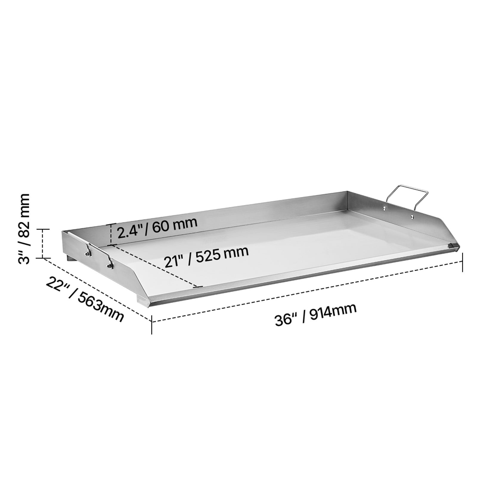 KFFKFF Griddle in Stainless Steel, Measuring 36x22 inches, Flat Rectangular Top, Suitable for BBQ Grill, Teppanyaki, Portable Cookware with Handle, Ideal for Outdoor Camping and Tailgating Parties