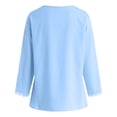 thumbnail image 7 of vigerkar Womens Floral Embroidered Long Sleeve Shirt Peter Collar Dressy Casual Blouse Shirts (Sky Blue, S), 7 of 7