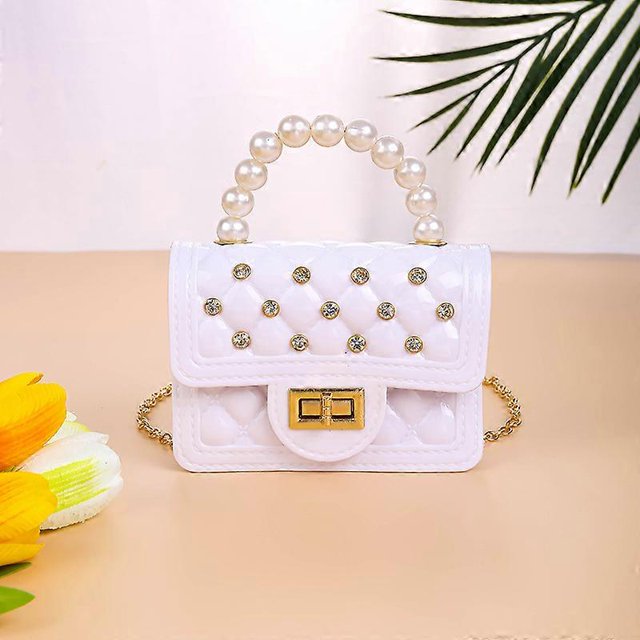 Bolso de mano Jelly para mujer, bolso portátil con perlas diagonales