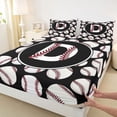 thumbnail image 3 of Homewish Baseball Initial Letter Bed Sheets, Cartoon Monogrammed D King Sheets, Kawaii Ball Print Sheet Set, Lightweight Room Decor, 4 Pieces, 3 of 7