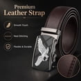thumbnail image 3 of TRISJEM Men's Eagle Ratchet Belt with Automatic Buckle, 1.38" Composite Leather Dress Belt, Adjustable Cut-to-Fit Big and Tall Belt for Jeans and Pants, Black or Brown, Waist 33"-61", 3 of 8