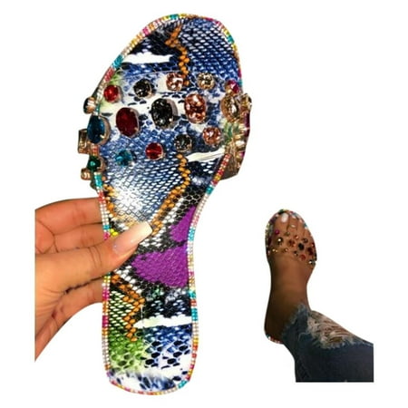 

Slippers for Women Toe Summer Beach Rhinestone Slippers Casual Open Flip Flops Women S Shoes Flats Women S Slipper Womens Slippers Pvc Multicolor 41