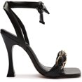 thumbnail image 2 of Schutz Rainah Black Nappa Leather Buckle Ankle Braided Chain Straps Heel Sandals (BLACK, 10.5), 2 of 3