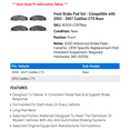 thumbnail image 2 of Front Brake Pad Set - Compatible with 2003 - 2007 Cadillac CTS Base 2004 2005 2006, 2 of 2