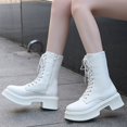 thumbnail image 6 of Xfvqtps Womens Fashion Winter Ankle Boots Chunky Heel Booties Waterproof Faux Leather Shoes Non Slip Sole Outdoor Hiking Boots Comfortable White, 6 of 9