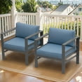 thumbnail image 5 of Aluminum Patio Club Chair, 2 Pcs Outdoor Armchairs with Blue Cushion, Patio Furniture Metal Armchair for Outside, Porch, Backyard, Balcony, 5 of 6