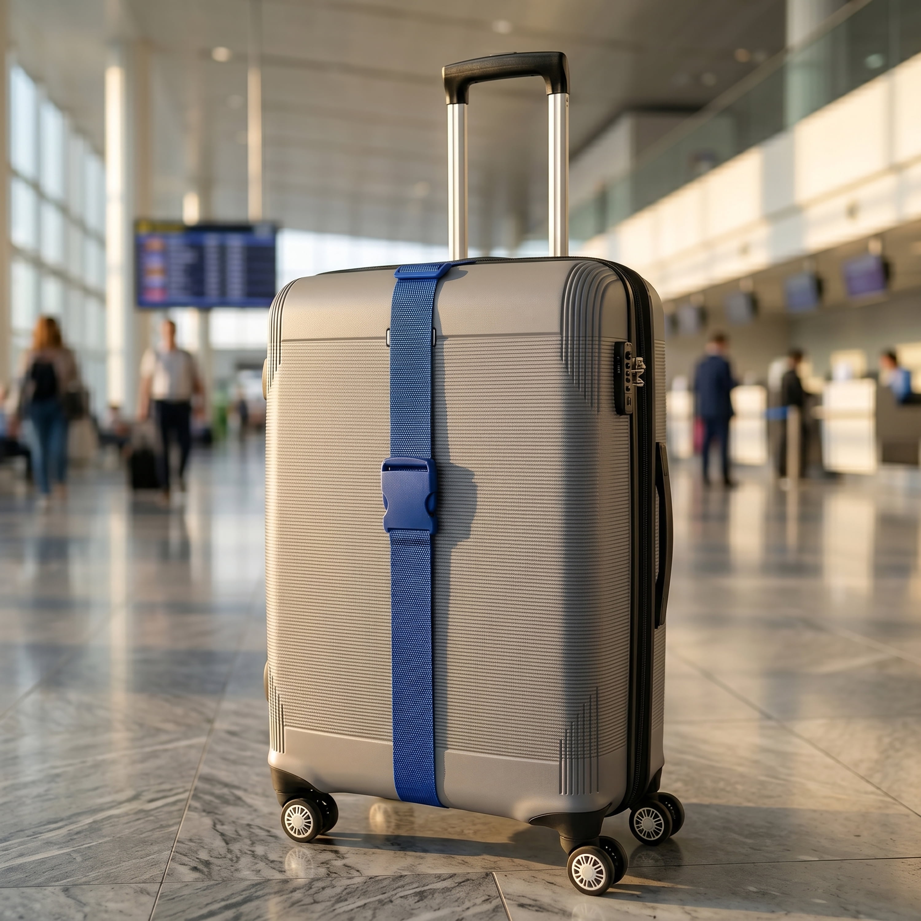Protege Blue Luggage Strap With Secure Buckle, Fits Up To 72-Inch Suitcases
