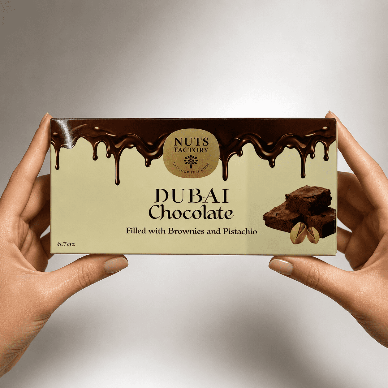 Nuts Factory Dubai Style Brownie Chocolate Bars with Real Brownie Pieces & Pistachio Filling, Pack of 2 Large Bars – #1 Ranked Dubai Chocolate Bars in the World by CNBC