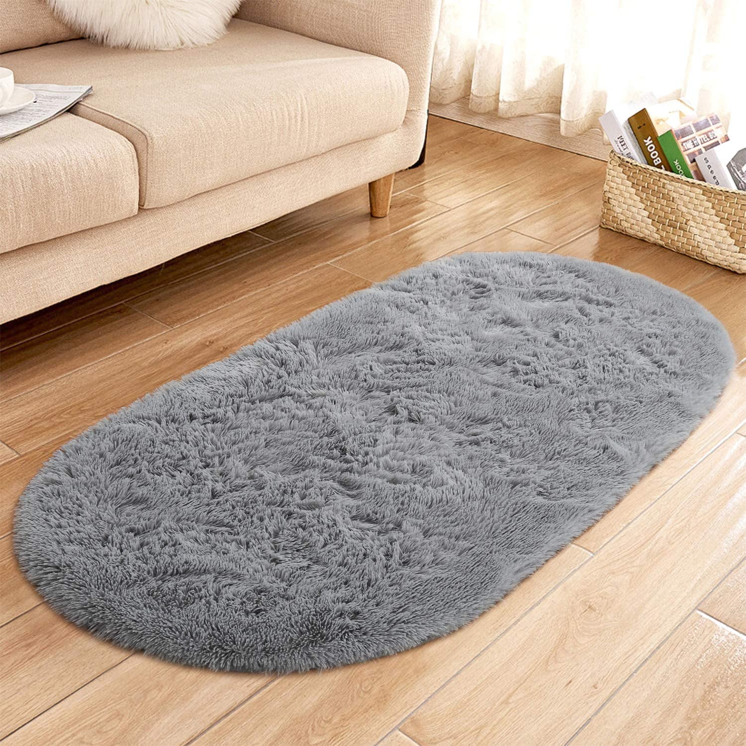 Soft Area Shaggy Rug Fluffly Anti Skid Non Shed Living Room Office DGrey 120x170 