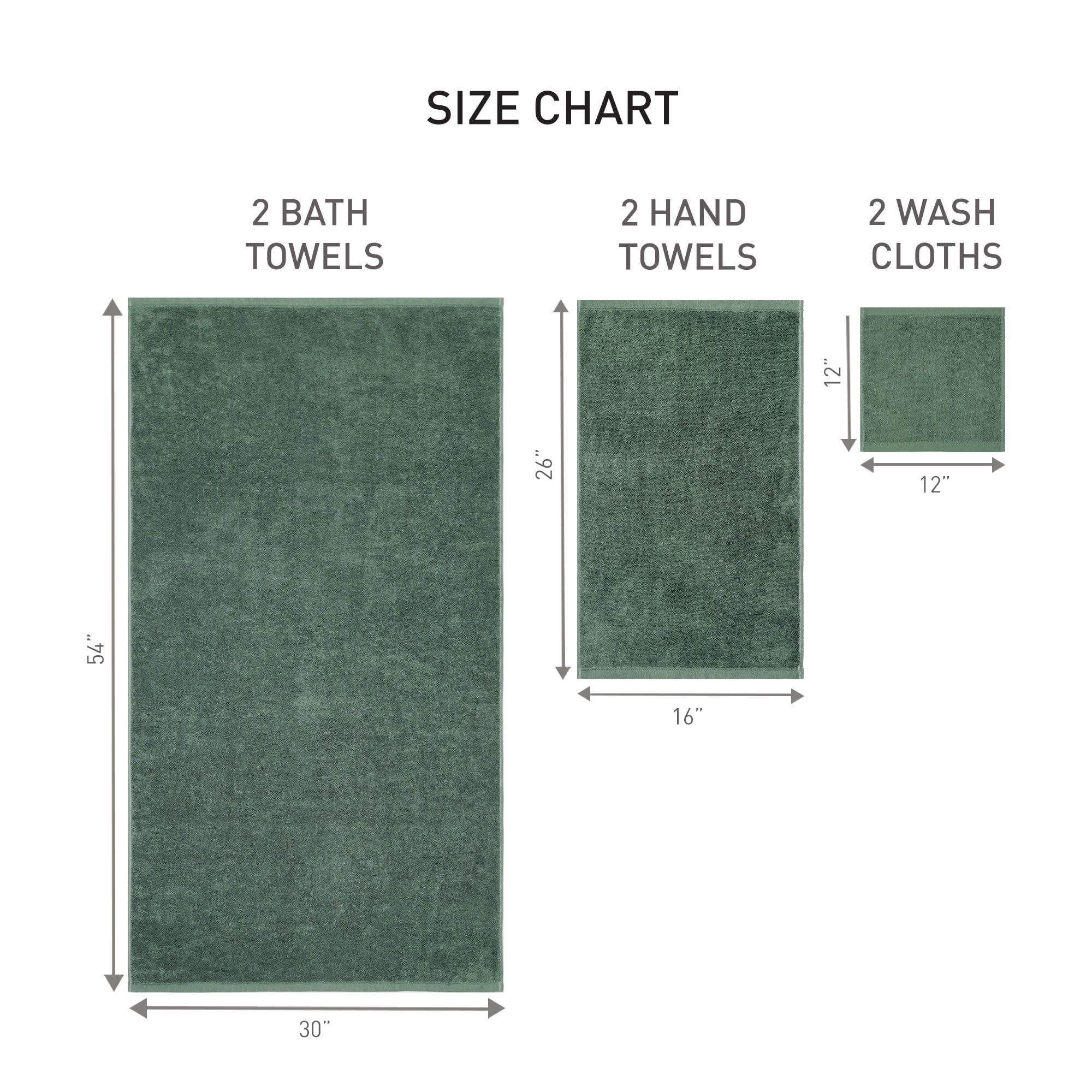 Better Homes & Gardens PowerLoft 6 Piece Bath Towel Set, Green Ash