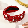 thumbnail image 4 of Red Pearl & Rhinestone Headband for Women - Sparkling Knotted Hair Accessory with Non- Grip, Elegant Embellished Headband for Parties, Weddings & Special Occasions, 4 of 5