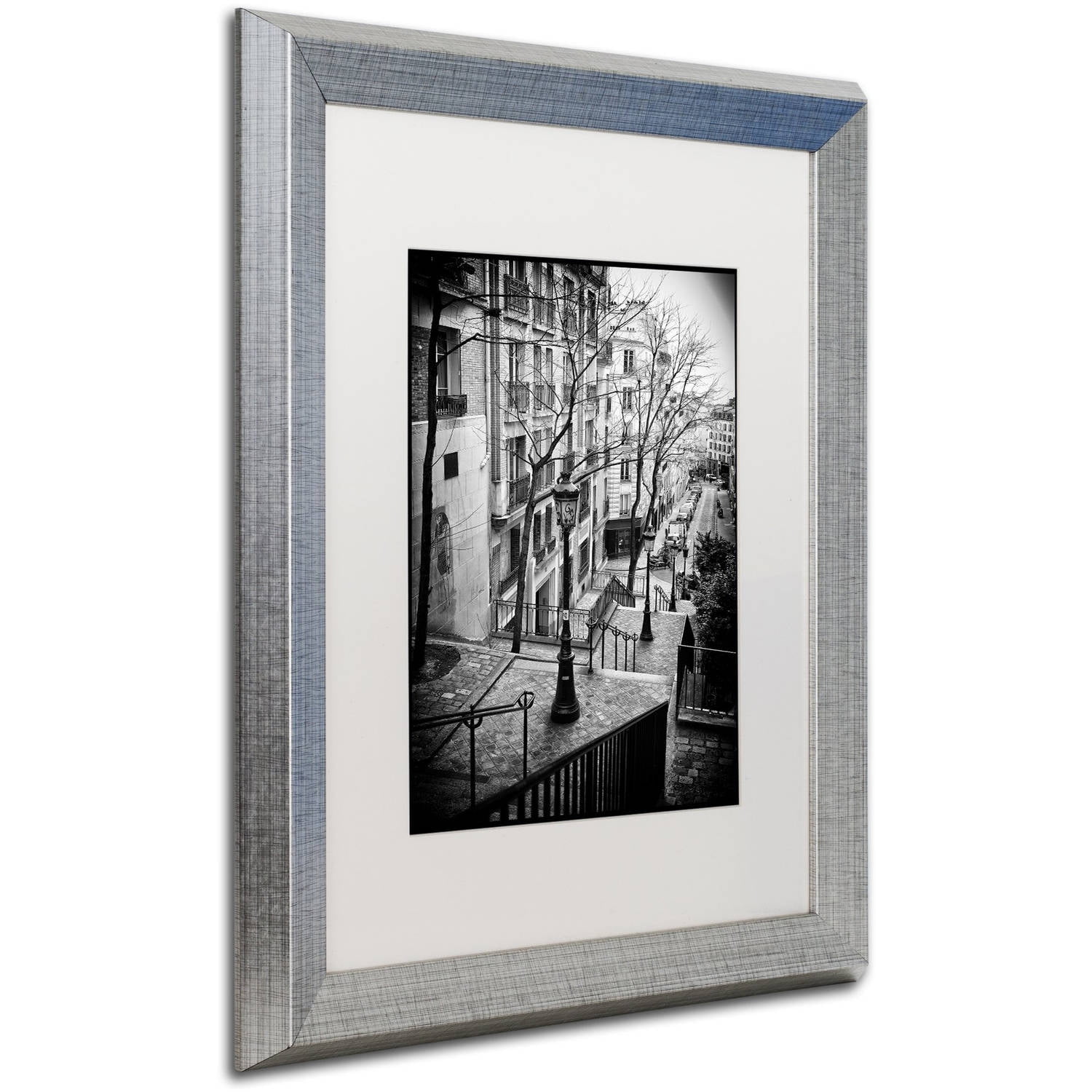 Trademark Fine Art "Parisian Lamppost" Canvas Art by Philippe Hugonnard, White Matte, Silver Frame