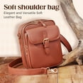 thumbnail image 2 of Small Lightweight Crossbody Leather Bag, Retro Adjustable Strap Double-Layer Large Capacity small Crossbody Bags for Women, 2 of 8