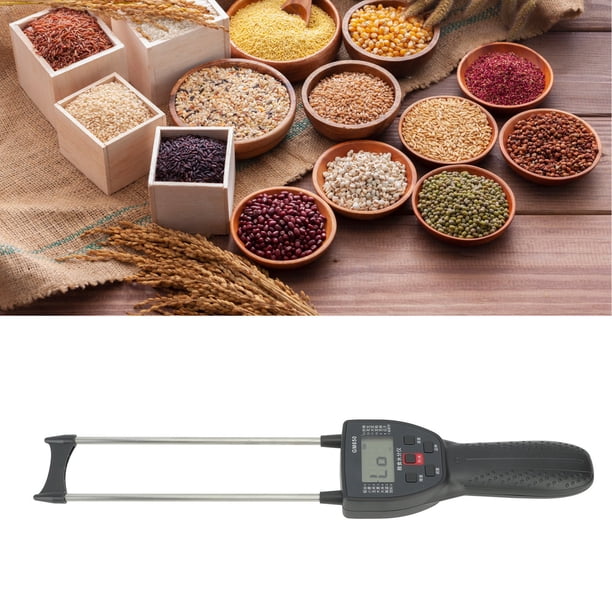 Medidor De Humedad De Grano, Retroiluminación LCD Ergonómica Modo De 14 Variedades De Granos Medidor De Humedad De Grano Digital Previene Resbalones Cómodo Preciso Para Trigo
