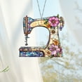 thumbnail image 4 of Christmas Ornament under $5! Yannianjz Vintage Sewing Machine Acrylic Suncatcher Stained Glass Effect Window Car Hanging Christmas Ornament Indoor Outdoor Decor Sun Catcher Panel for Sewing Lover, 4 of 5