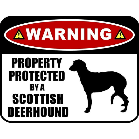 PCSCP Warning Property Protected by a Scottish Deerhound (SILHOUETTE) 11.5 inch x 9 inch Laminated Dog Sign