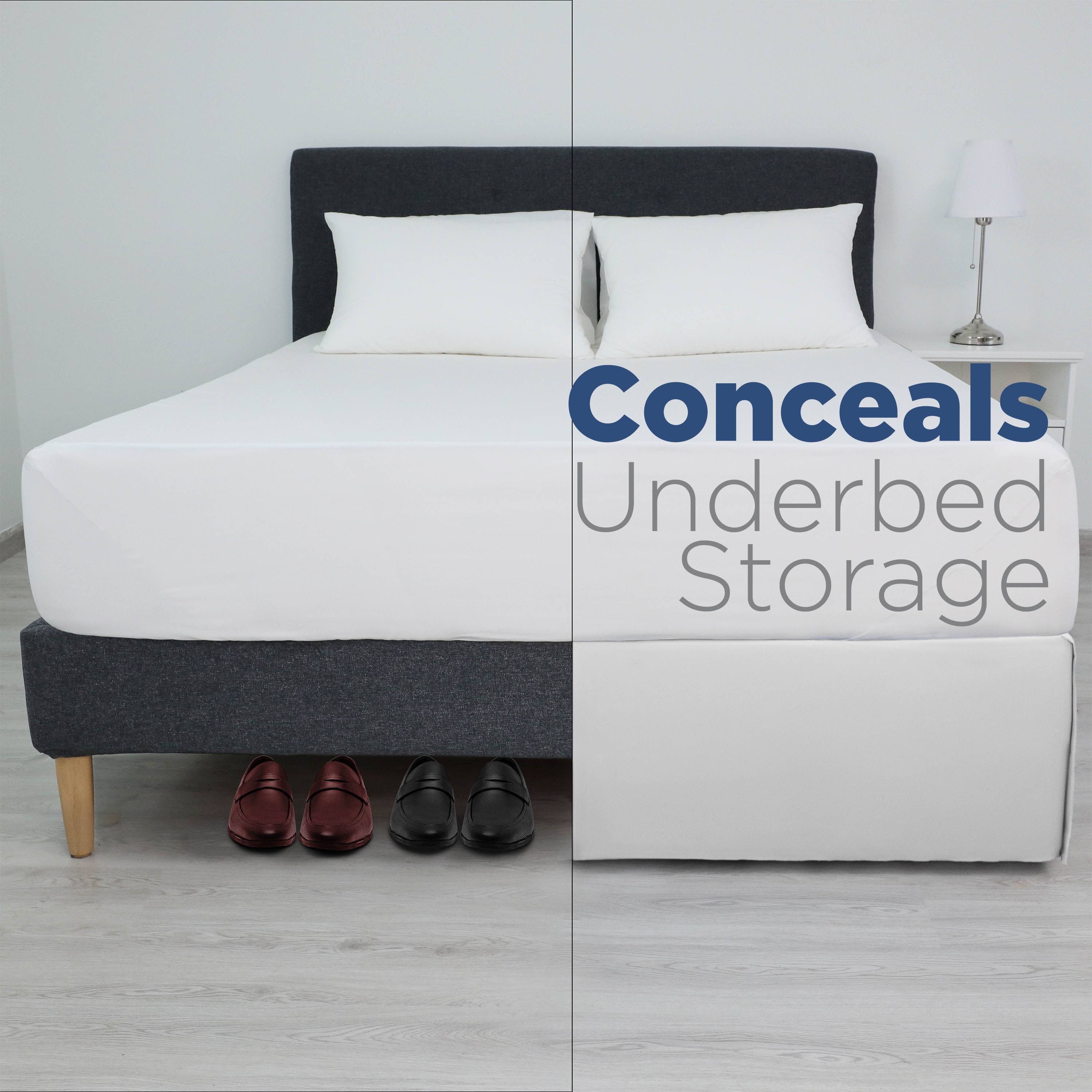Martex Queen Bed Skirt | Inverted Pleat Microfiber | 15" Drop Easy Care | White
