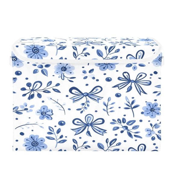 Storage Box With Lid 16.5x12.6x11.8In Foldable Stacked Household Storage Box Colorful Small Flowers