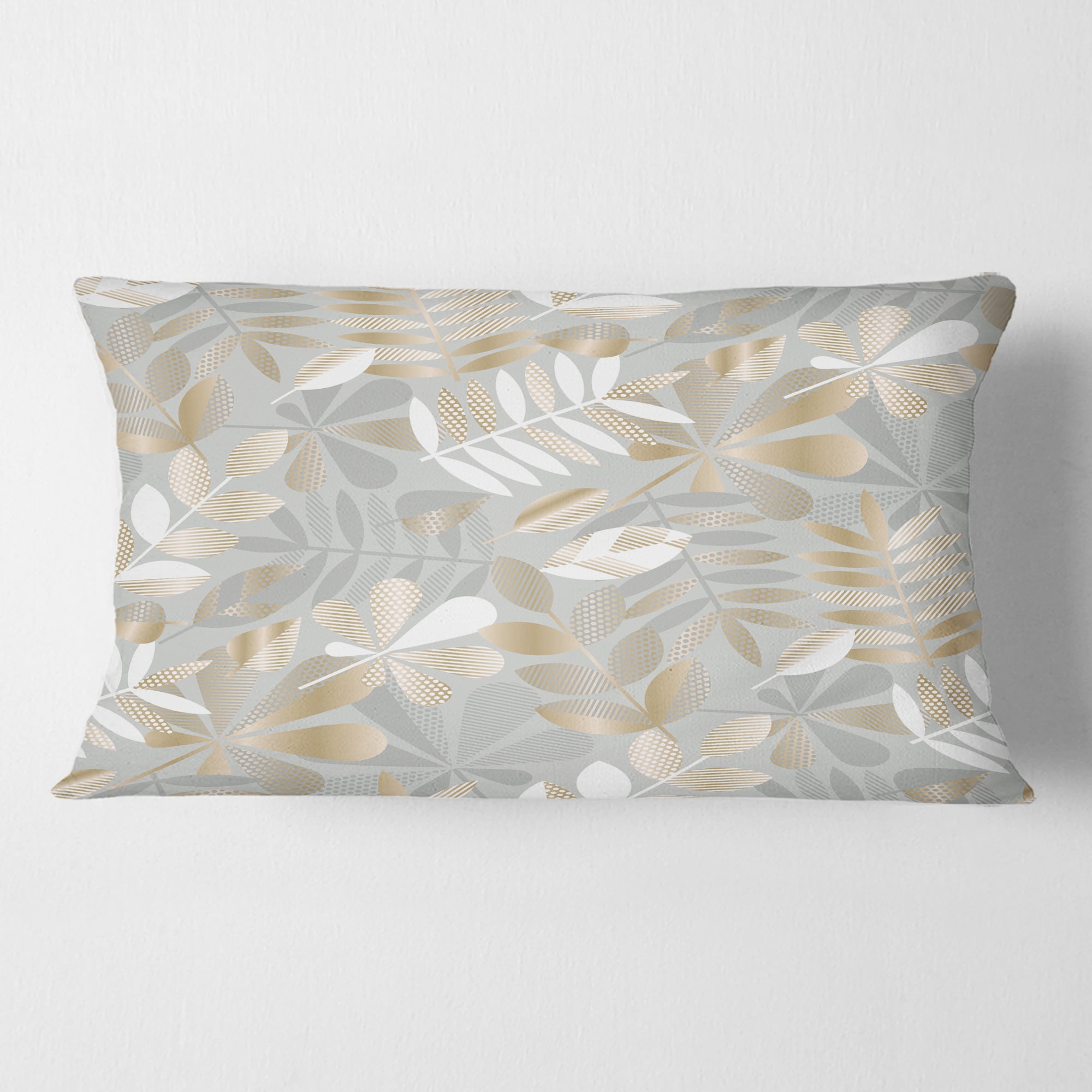 Designart Golden Tropical Pattern VIII' Mid-Century Modern Throw Pillow - 12x20
